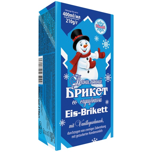 IJsbriketten met vanillesmaak, doordrenkt met romige bereiding met gezoete gecondenseerde melk