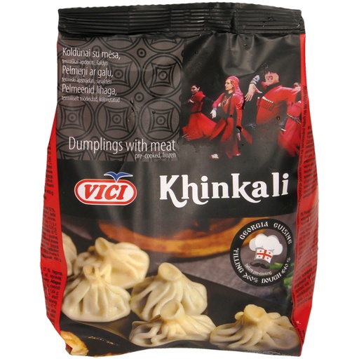 Deegzakken met vleesvulling "Khinkali", voorgekookt, diepgev
