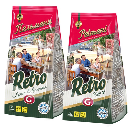 Dumplings "RETRO - Pelmeni 1000g" met varkensvlees en rundvl