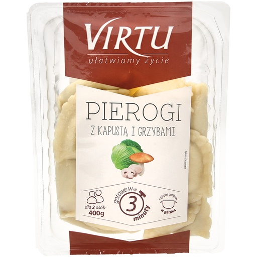 Deegwaren "Pierogi", kant-en-klaar, gevuld met zuurkool