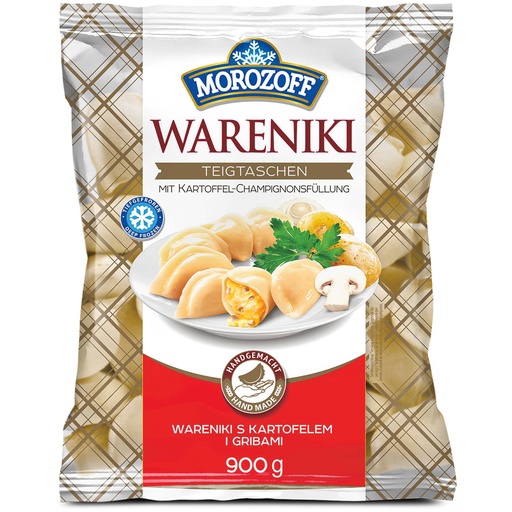 Deegwaren "Wareniki" handgemaakt met aardappel-champignonvul