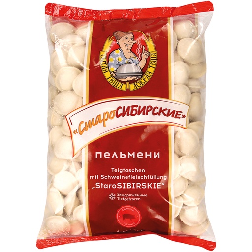 Deegwaren met varkensvleesvulling "Starosibirskie", diepgevr