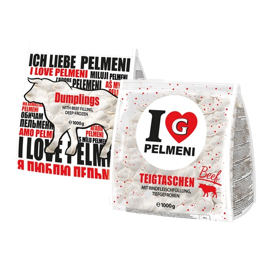 Deegwaren "I Love Pelmeni Beef" met rundvleesvulling