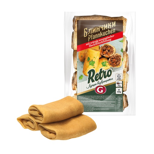 Pannenkoeken met gebakken varkensvleesvulling, diepgevroren