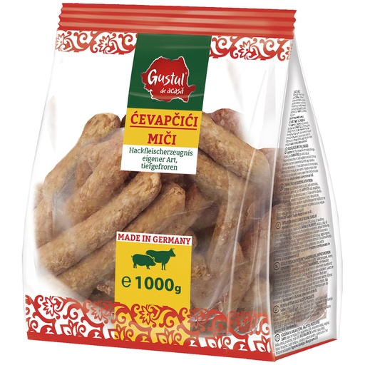 Slagersproduct "Mici - Cevapcici" op eigen wijze, diepgevror