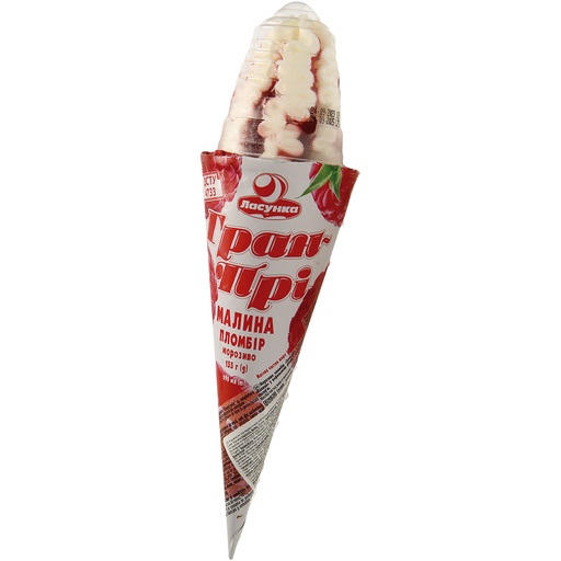 IJs met vanillesmaak en frambozenbereiding in cacao-achtige