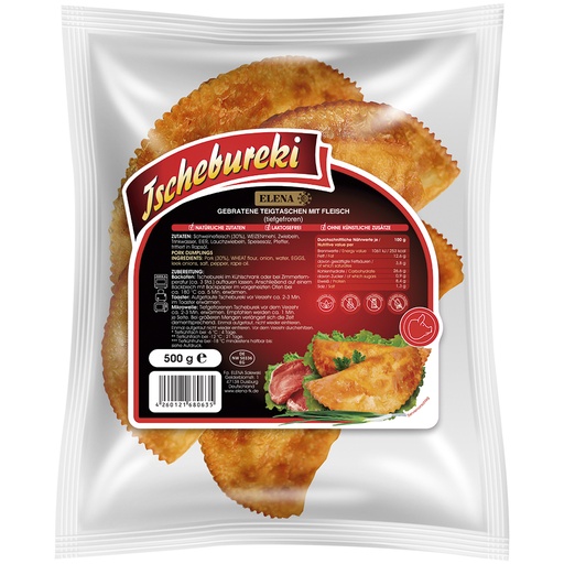 Tschebureki - gebakken deegzakjes gevuld met varkensvlees