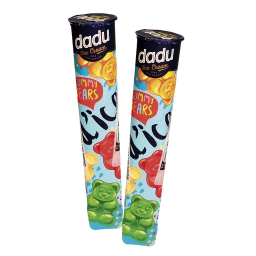 Waterijs met tropische vruchtensmaak en gummyberen, in een k