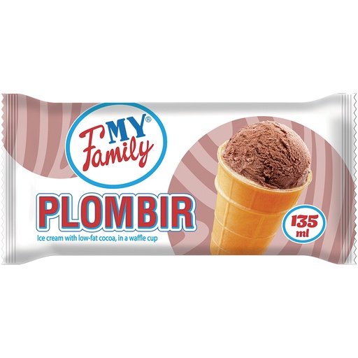 "MY FAMILY" ijs met magere cacao, in een wafelbekertje.