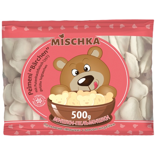 Pelmeni "Bärchen" - met kalkoengehakt (55%) gevulde deegware