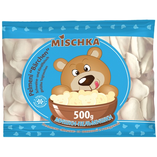 Pelmeni "Bärchen" - met varkens- en rundvlees gevulde deegwa