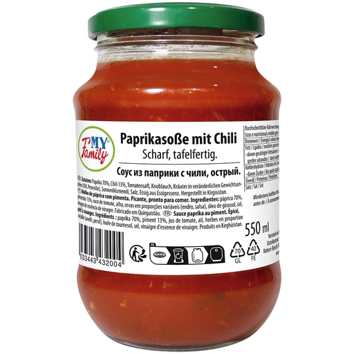 "MY FAMILY" Paprikasaus met chili. Pittig, kant-en-klaar.