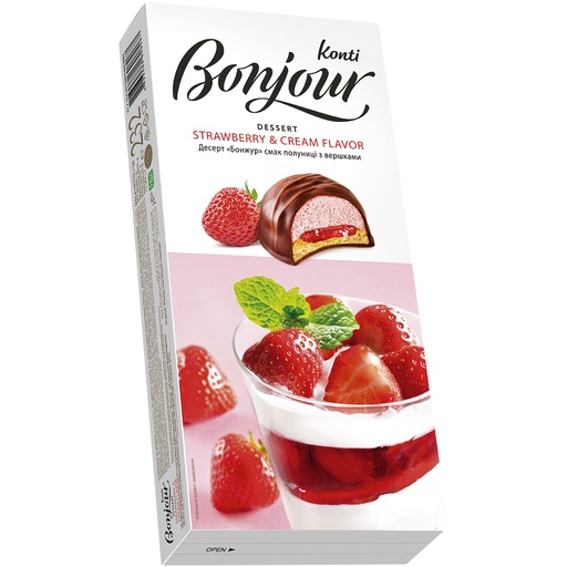 Десерт "Bonjour souffle" вкус клубники со сливками
