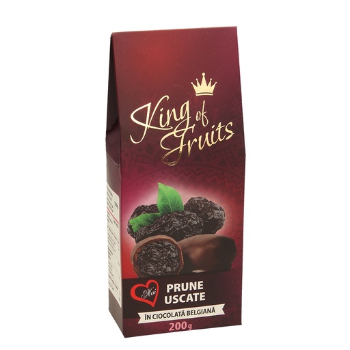 Gedroogde pruimen, omhuld door chocolade