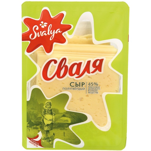 Plakjes snijkaas, 45% vet in droge stof.