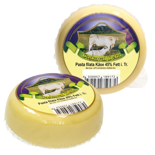 Pasta filata kaas "Cascaval Delia" 45% vet i.Tr. van gepaste