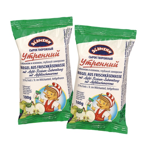 Сырок творожный "Утренний" с яблоком и изюмом, 31% молочной