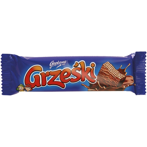 "Grzeski" Wafeltje met chocoladesmaakcrème (48%) in chocolad