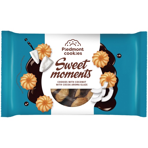 "PIEDMONT COOKIES" koekjes met kokosvlokken op cacao-houdend
