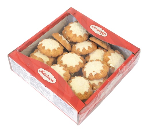 Koekjes met crèmevulling en kokosvlokken