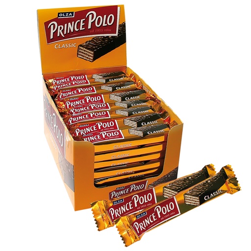 Wafelreep met 44% cacaohoudende crème in 37% chocolade "Prince Polo classic"