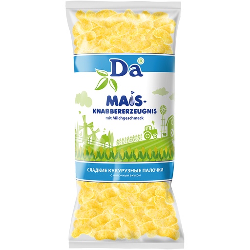 Zoet maïs snackproduct "Da" met melksmaak.