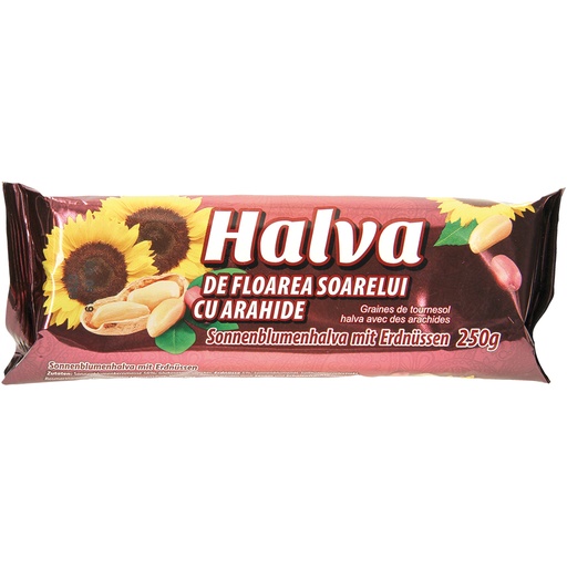 Zonnebloemhalva met pinda's