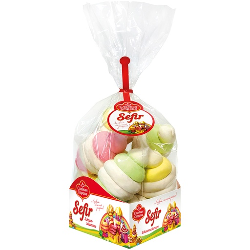 Schuimpasta "Sefir Assorti" met vanille-, cranberry-, peer- 