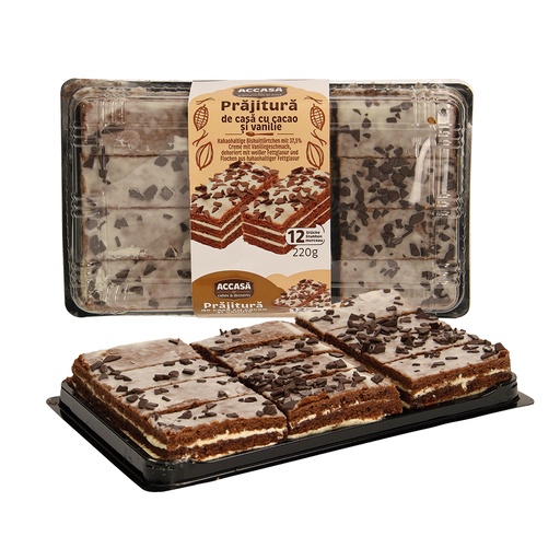 Cacao-houdende biscuitgebakjes met 37,5% room