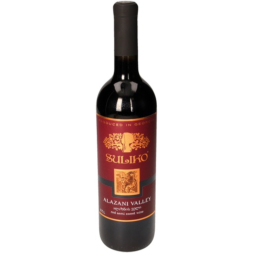 "Suliko" Alazani Valley Rode Wijn uit Georgië, zoet 10,5 % vol.