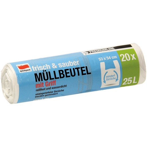 Vuilniszakken met handvat, fris & schoon, 25L, 20 stuks, 53x