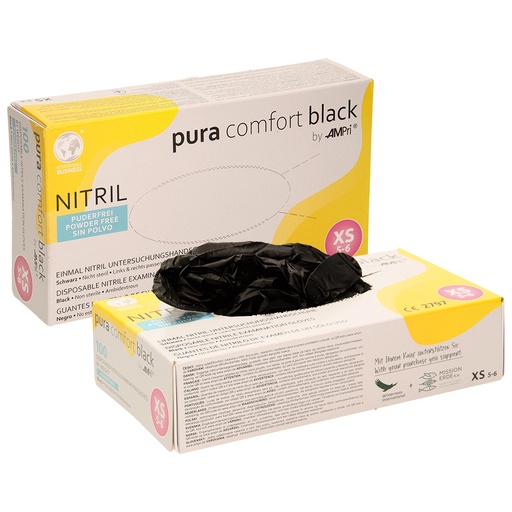 Nitril onderzoeks- of handschoen, poedervrij, zwart, maat XS