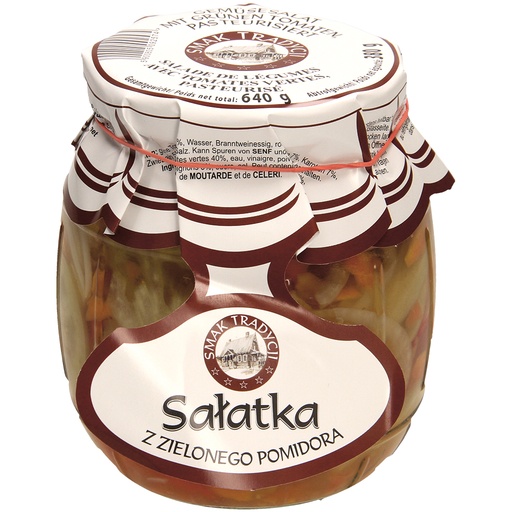 Овощной салат с зелеными помидорами, пастеризованный.