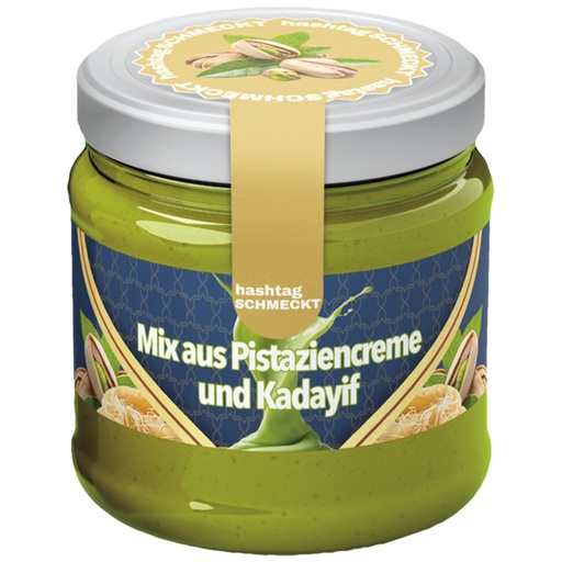 Pistachecrème met geroosterde deegdraden "Kadayif" en 30% pistachegehalte