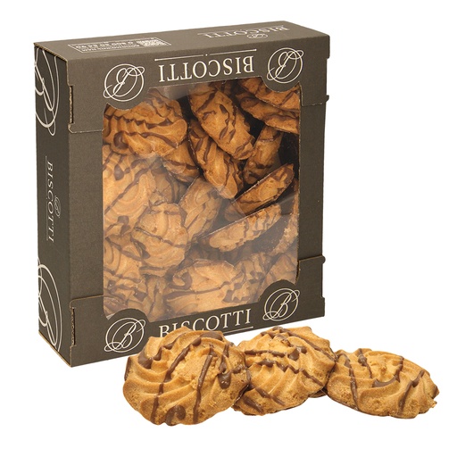 Zoet gebak "Feeria" versierd met cacaohoudende vetglazuur