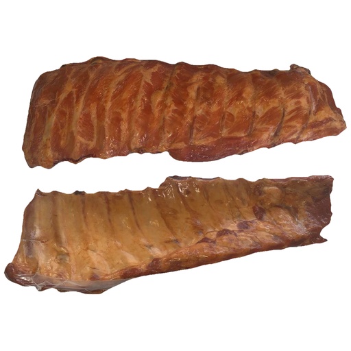 Zoutarm en gerookte schouderribben, gekookt en vacuum verpak