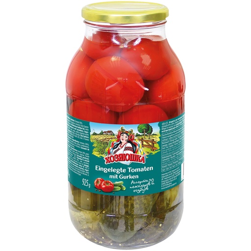 Ingemaakte tomaten met komkommer