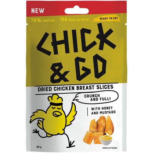 CHICK & GO Gedroogde kipfiletschijfjes met mosterd-honing