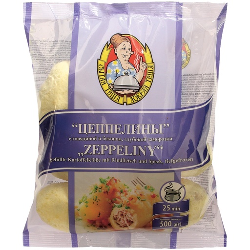 "Zeppeliny" gevulde aardappelknödel met rundvlees en spek