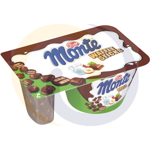 Zott Monte dessert met choco flakes en wafelsticks 125g