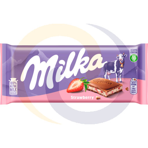 Milka Aardbeien Melkchocolade 100 g