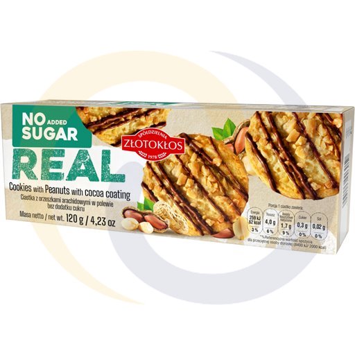 Real koekjes met pinda's in glazuur zonder suiker 120g