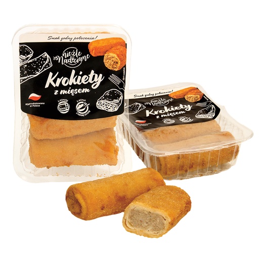 Gevulde gepaneerde deegrolletjes met kipvlees