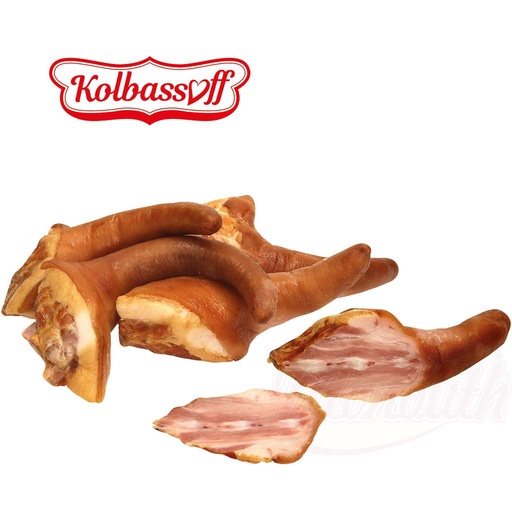 Varkensstaart, gezouten, gerookt en gekookt