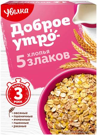 Хлопья Увелка 5-ти зерновые тонкие 350г 734