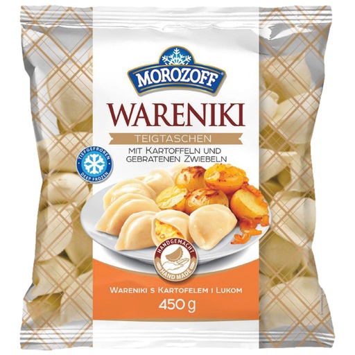 "MOROZOFF" deeghapjes "Wareniki" met aardappelen en gebakken