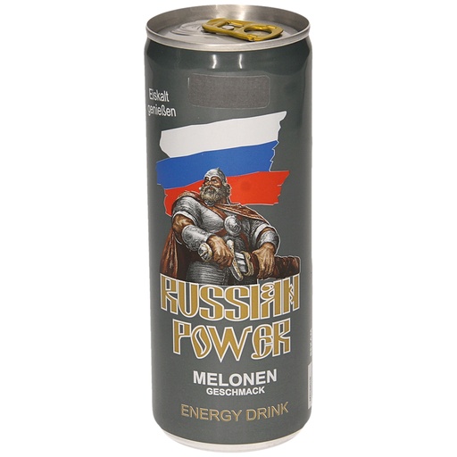 "RUSSISCHE KRAFT" Koffeinhoudende verfrissende drank met cantaloupe-meloensmaak. Verhoogd cafeïnegehalte.