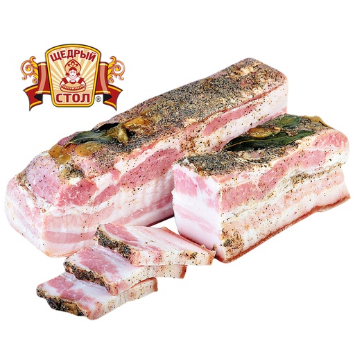 Gekookte spek van varkensbuik