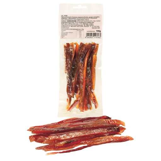 Snack van karausche (Carassius carassius) in repen, gezouten