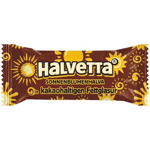 Zonnebloemhalva "Halvetta" in cacao-houdende vetglazuur